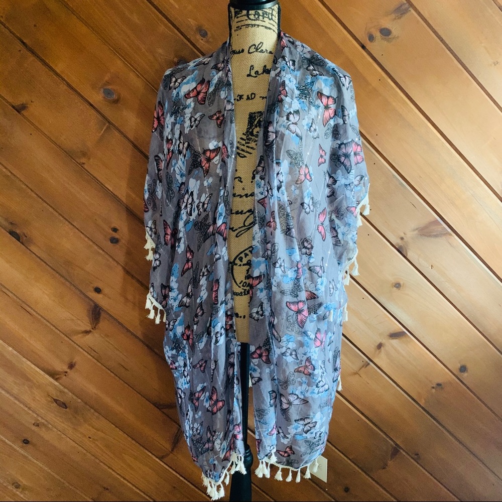 Kimono Wrap/Cover-up w/Butterfly Pattern